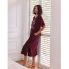 Ekouaer Long Nightgown for Women Short Sleeve Sleepwear Plus Size Loungewear with Pockets M-5XL(Wine Red Crown)