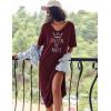 Ekouaer Long Nightgown for Women Short Sleeve Sleepwear Plus Size Loungewear with Pockets M-5XL(Wine Red Crown)