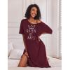 Ekouaer Long Nightgown for Women Short Sleeve Sleepwear Plus Size Loungewear with Pockets M-5XL(Wine Red Crown)