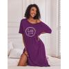 Ekouaer Long Nightgown for Women Short Sleeve Sleepwear Plus Size Loungewear with Pockets M-5XL(Wineberry Heart)