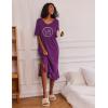 Ekouaer Long Nightgown for Women Short Sleeve Sleepwear Plus Size Loungewear with Pockets M-5XL(Wineberry Heart)