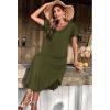 Ekouaer Long Nightgowns for Women Short Sleeve House Dress with Pockets V Neck Sleepshirts Side Split Sleepwear S-4XL(Army Green)
