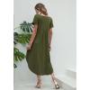Ekouaer Long Nightgowns for Women Short Sleeve House Dress with Pockets V Neck Sleepshirts Side Split Sleepwear S-4XL(Army Green)