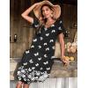 Ekouaer Long Nightgowns for Women Short Sleeve House Dress with Pockets V Neck Sleepshirts Side Split Sleepwear S-4XL(Black Butterfly)