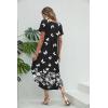 Ekouaer Long Nightgowns for Women Short Sleeve House Dress with Pockets V Neck Sleepshirts Side Split Sleepwear S-4XL(Black Butterfly)