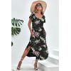 Ekouaer Long Nightgowns for Women Short Sleeve House Dress with Pockets V Neck Sleepshirts Side Split Sleepwear S-4XL(Black Red Floral)