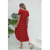 Ekouaer Long Nightgowns for Women Short Sleeve House Dress with Pockets V Neck Sleepshirts Side Split Sleepwear S-4XL(Black Red Plaid)