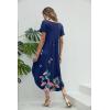 Ekouaer Long Nightgowns for Women Short Sleeve House Dress with Pockets V Neck Sleepshirts Side Split Sleepwear S-4XL(Blue)