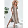 Ekouaer Long Nightgowns for Women Short Sleeve House Dress with Pockets V Neck Sleepshirts Side Split Sleepwear S-4XL(Brown Leopard)