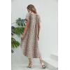 Ekouaer Long Nightgowns for Women Short Sleeve House Dress with Pockets V Neck Sleepshirts Side Split Sleepwear S-4XL(Brown Leopard)
