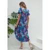 Ekouaer Long Nightgowns for Women Short Sleeve House Dress with Pockets V Neck Sleepshirts Side Split Sleepwear S-4XL(Dark Blue Tie Dye)