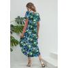 Ekouaer Long Nightgowns for Women Short Sleeve House Dress with Pockets V Neck Sleepshirts Side Split Sleepwear S-4XL(Dark Green Floral)