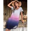 Ekouaer Long Nightgowns for Women Short Sleeve House Dress with Pockets V Neck Sleepshirts Side Split Sleepwear S-4XL(Gradients Tie Dye)