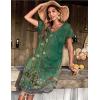 Ekouaer Long Nightgowns for Women Short Sleeve House Dress with Pockets V Neck Sleepshirts Side Split Sleepwear S-4XL(Green Floral)
