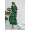 Ekouaer Long Nightgowns for Women Short Sleeve House Dress with Pockets V Neck Sleepshirts Side Split Sleepwear S-4XL(Green Leaf)