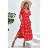 Ekouaer Long Nightgowns for Women Short Sleeve House Dress with Pockets V Neck Sleepshirts Side Split Sleepwear S-4XL(Red Christmas)