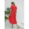 Ekouaer Long Nightgowns for Women Short Sleeve House Dress with Pockets V Neck Sleepshirts Side Split Sleepwear S-4XL(Red Christmas)