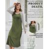 Ekouaer Long Sleeve Nightgowns for Women Calf Length Sleep Shirts Crew Neck Soft Nightshirts S-XXL(Army Green Coffee)