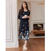 Ekouaer Long Sleeve Nightgowns for Women Calf Length Sleep Shirts Crew Neck Soft Nightshirts S-XXL(Black Butterfly Flower)