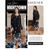 Ekouaer Long Sleeve Nightgowns for Women Calf Length Sleep Shirts Crew Neck Soft Nightshirts S-XXL(Black Butterfly Flower)