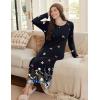 Ekouaer Long Sleeve Nightgowns for Women Calf Length Sleep Shirts Crew Neck Soft Nightshirts S-XXL(Black Butterfly Flower)