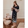 Ekouaer Long Sleeve Nightgowns for Women Calf Length Sleep Shirts Crew Neck Soft Nightshirts S-XXL(Black Butterfly Flower)