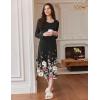 Ekouaer Long Sleeve Nightgowns for Women Calf Length Sleep Shirts Crew Neck Soft Nightshirts S-XXL(Black Flower)