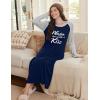 Ekouaer Long Sleeve Nightgowns for Women Calf Length Sleep Shirts Crew Neck Soft Nightshirts S-XXL(Black Kiss)