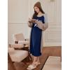 Ekouaer Long Sleeve Nightgowns for Women Calf Length Sleep Shirts Crew Neck Soft Nightshirts S-XXL(Black Kiss)