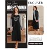 Ekouaer Long Sleeve Nightgowns for Women Calf Length Sleep Shirts Crew Neck Soft Nightshirts S-XXL(Black Let Me Sleep)