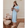 Ekouaer Long Sleeve Nightgowns for Women Calf Length Sleep Shirts Crew Neck Soft Nightshirts S-XXL(Blue Flower)