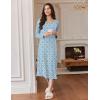 Ekouaer Long Sleeve Nightgowns for Women Calf Length Sleep Shirts Crew Neck Soft Nightshirts S-XXL(Blue Flower)
