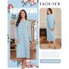 Ekouaer Long Sleeve Nightgowns for Women Calf Length Sleep Shirts Crew Neck Soft Nightshirts S-XXL(Blue Flower)