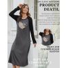 Ekouaer Long Sleeve Nightgowns for Women Calf Length Sleep Shirts Crew Neck Soft Nightshirts S-XXL(Dark Grey Heart)