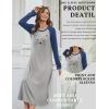 Ekouaer Long Sleeve Nightgowns for Women Calf Length Sleep Shirts Crew Neck Soft Nightshirts S-XXL(Light Grey Cat)