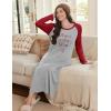 Ekouaer Long Sleeve Nightgowns for Women Calf Length Sleep Shirts Crew Neck Soft Nightshirts S-XXL(Light Grey Word)