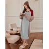 Ekouaer Long Sleeve Nightgowns for Women Calf Length Sleep Shirts Crew Neck Soft Nightshirts S-XXL(Light Grey Word)