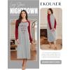 Ekouaer Long Sleeve Nightgowns for Women Calf Length Sleep Shirts Crew Neck Soft Nightshirts S-XXL(Light Grey Word)