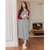 Ekouaer Long Sleeve Nightgowns for Women Calf Length Sleep Shirts Crew Neck Soft Nightshirts S-XXL(Light Grey Word)