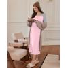 Ekouaer Long Sleeve Nightgowns for Women Calf Length Sleep Shirts Crew Neck Soft Nightshirts S-XXL(Pink Teedy Bear)