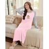 Ekouaer Long Sleeve Nightgowns for Women Calf Length Sleep Shirts Crew Neck Soft Nightshirts S-XXL(Pink Teedy Bear)