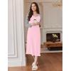 Ekouaer Long Sleeve Nightgowns for Women Calf Length Sleep Shirts Crew Neck Soft Nightshirts S-XXL(Pink Teedy Bear)