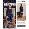 Ekouaer Long Sleeve Nightgowns for Women Calf Length Sleep Shirts Crew Neck Soft Nightshirts S-XXL(Purple Butterfly Flower)