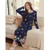 Ekouaer Long Sleeve Nightgowns for Women Calf Length Sleep Shirts Crew Neck Soft Nightshirts S-XXL(Purple Butterfly Flower)