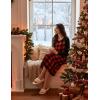 Ekouaer Long Sleeve Nightgowns for Women Calf Length Sleep Shirts Crew Neck Soft Nightshirts S-XXL(Red Black Plaid)