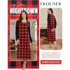 Ekouaer Long Sleeve Nightgowns for Women Calf Length Sleep Shirts Crew Neck Soft Nightshirts S-XXL(Red Black Plaid)