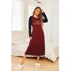 Ekouaer Long Sleeve Nightgowns for Women Calf Length Sleep Shirts Crew Neck Soft Nightshirts S-XXL(Wine Red Princess)