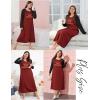 Ekouaer Long Sleeve Nightgowns for Women Calf Length Sleep Shirts Crew Neck Soft Nightshirts S-XXL(Wine Red Princess)