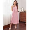 Ekouaer Long Sleeveless Nightgowns for Women Ladies Night Gown Embroidery Sleepdress Tank Nightdress Victorian Sleepshirt(Pink)