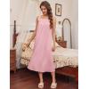 Ekouaer Long Sleeveless Nightgowns for Women Ladies Night Gown Embroidery Sleepdress Tank Nightdress Victorian Sleepshirt(Pink)